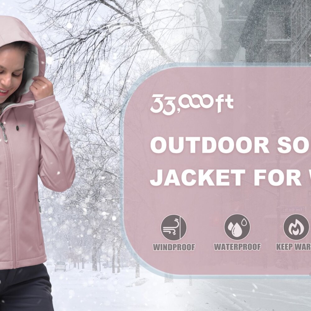 Fleece Lined Softshell Jacket Windproof Hooded Ac… - image 7